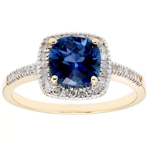 Lab Blue Sapphire And 018 Ct Tw Diamond Ring In 14k Gold Sams Club