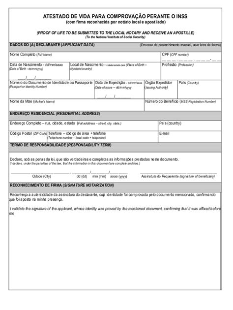 Atestado Vida Inss Form Fill Out And Sign Printable Pdf