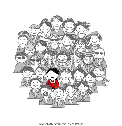 Crowd People Sketch Your Design Stock Vector (Royalty Free) 172119662 ...