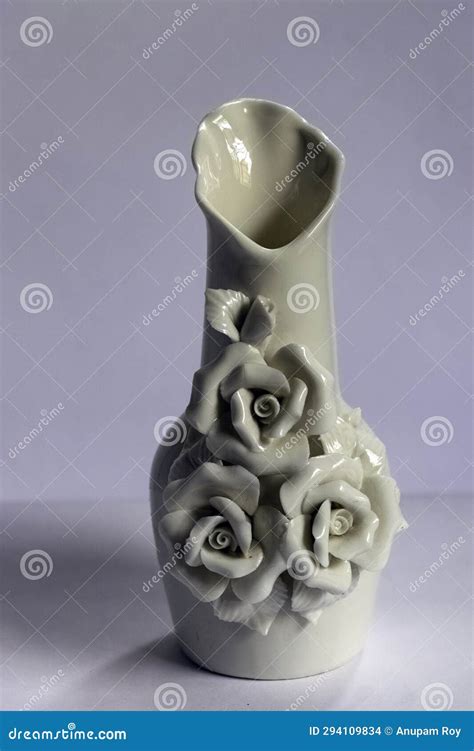 White Porcelain Decorative Flower Vase Isolated on White Stock Photo - Image of white, empty ...