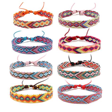 Smartby Couple Bracelet Handmade Braided Woven Colorful Geometric