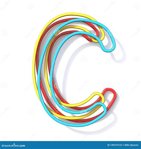 Three Basic Color Wire Font Letter C 3d Stock Illustration