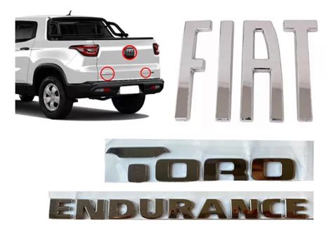 Kit Letreiro Traseiro Tampa Cromado Fiat Toro Endurance 2021 Frete grátis