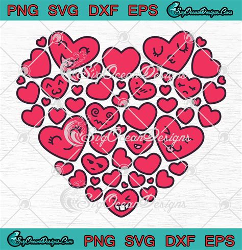 Pink Hearts Kawaii Emoji Valentines Svg Hearts Cute Couple T Svg