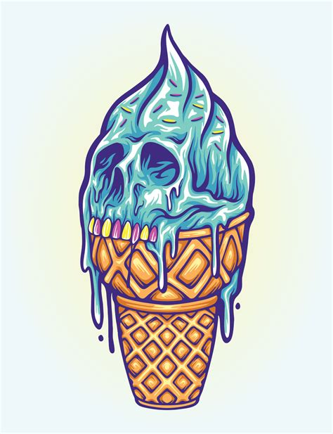 Scary skull ice cream cone illustrations 11006365 Vector Art at Vecteezy