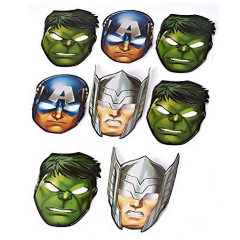 Avengers Party Masks Assorted Colours Pack of 8