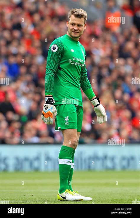 Liverpool goalkeeper Simon Mignolet during the Premier League match at Anfield, Liverpool. PRESS ...