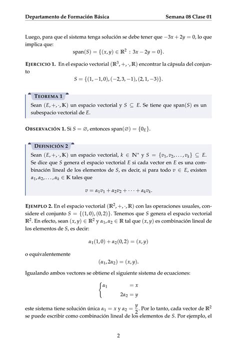 Solution Combinacion Lineal Y Capsula Semana Clase Algebra Lineal