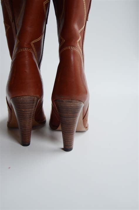 1970s Stacked High Heel Cowboy Boots 885b