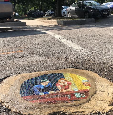 Artist Transforms Potholes Into Colorful Mosaic Art