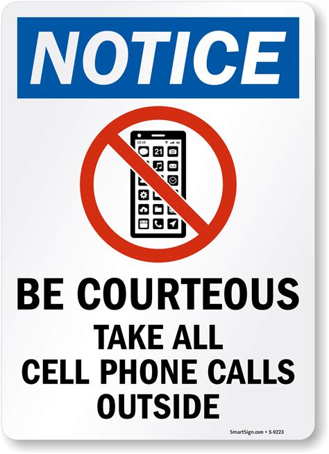 Be Courteous Take All Cell Phone Calls Outside Sign, SKU: S-9223