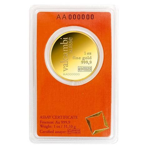 1 oz Gold Bar | Valcambi | Round Bar | Bitgild