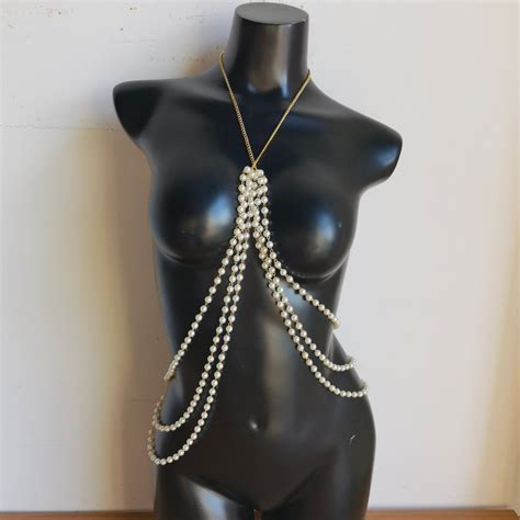 Pearl Body Chain Sexy Beach Bikini Body Chain Body Chain Etsy