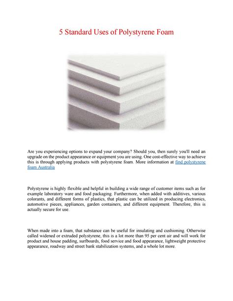 5 standard uses of polystyrene foam by James Mitchell - Issuu