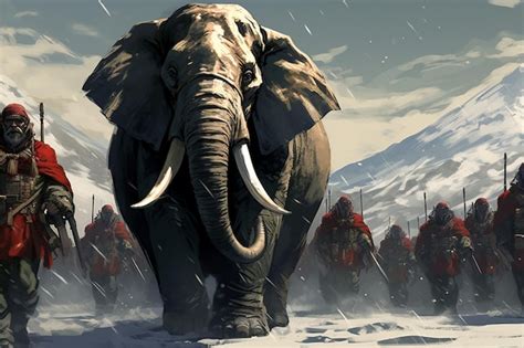 Premium AI Image | Epic Odyssey of Hannibal Elephants Scaling the Alps ...