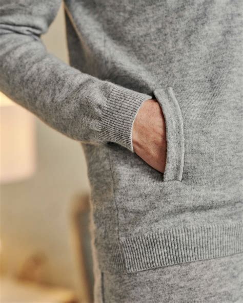 Husky Grey Cashmere And Merino Luxe Lounge Hoodie Woolovers Au