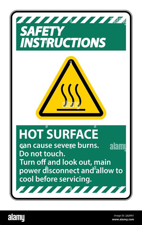 Safety Instructions Hot Surface Sign On White Background Stock Vector