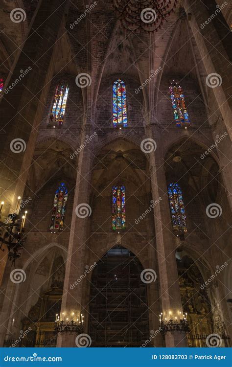 Palma Cathedral Interior Showing Great Windows Editorial Stock Photo - Image of great, gothic ...