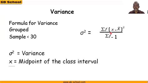 Variance Grouped Data Formula Youtube