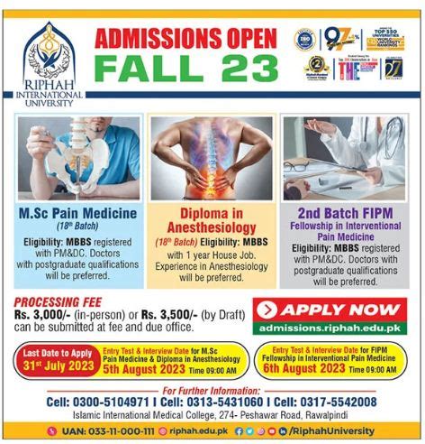 Riphah International University Admissions Fall 23 – Riphah Information ...