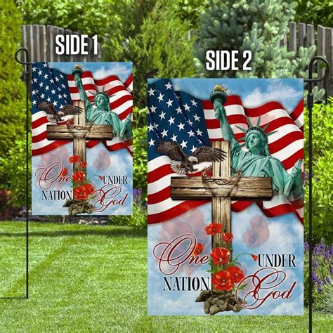 One Nation Under God Jesus Cross House Flag Christian Garden Flags