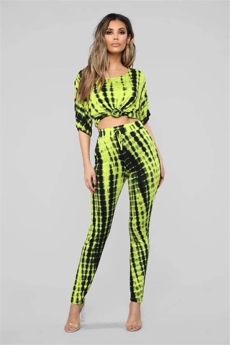 Tie Dye Matching Set Tie Dye Set Green Tie Neon Green Fashion Nova