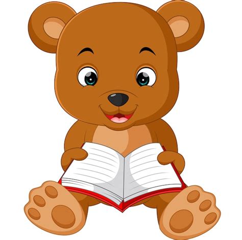 Premium Vector Cute Bear Reading Book Cartoon