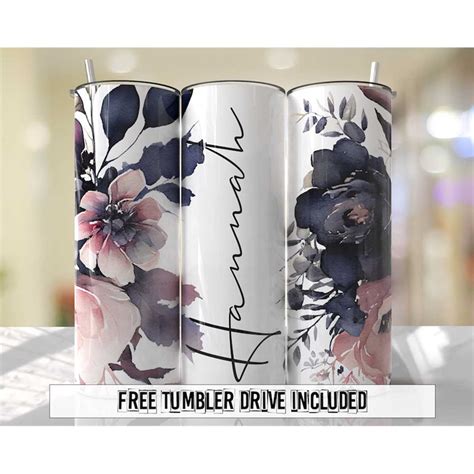 Floral Blank Tumbler Wrap Add Name Text Sublimation Designs - Inspire ...