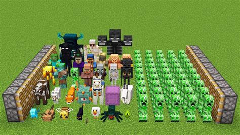 All Mobs And X Creepers Minecraft Combined Youtube