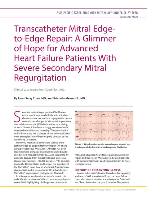 Pdf Transcatheter Mitral Edge To Edge Repair A Glimmer Of Hope For