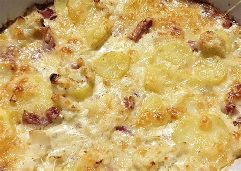 Recette Gratin De Pomme De Terre Chou Fleur Et Allumettes De Bacon