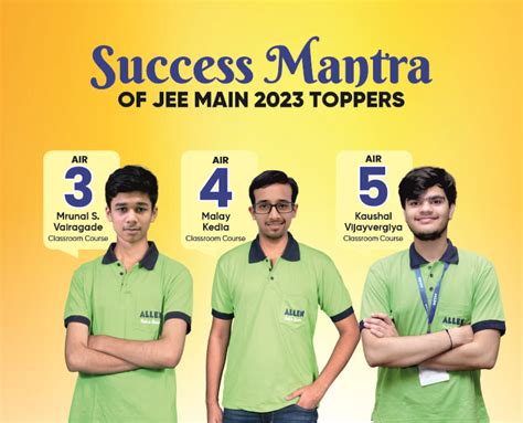 Success Mantra Of Jee Main 2023 Toppers My Exam Edublog Of Allen