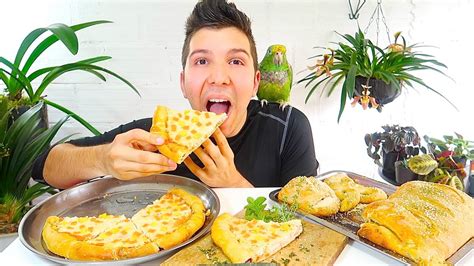 Cheesy Stuffed Crust Pizza • Mukbang And Recipe Youtube