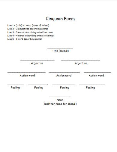 Cinquain Poem 40 Examples How To Write Pdf