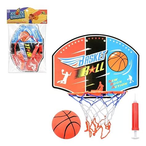 Jogo Mini Basquete Infantil Tabela Cesta Bola P Porta Parede