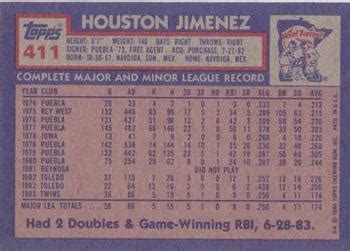 1984 Topps 411 Houston Jimenez Trading Card Database