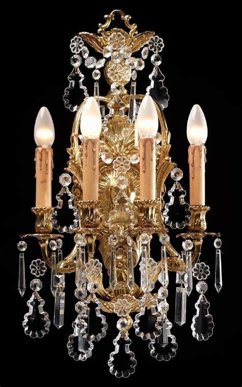 Casa Padrino Luxury Baroque Crystal Wall Lamp Gold 35 X 18 X H 65 Cm