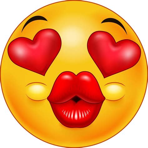 Cute Kissing Emoticon With Hearts Of Eyes As An Expression Of Love