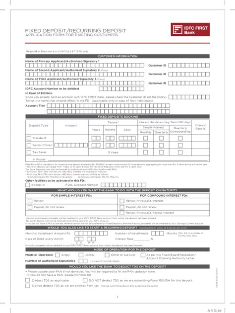 Fillable Online Fixed Deposit Application Form Free Online Forms Fax