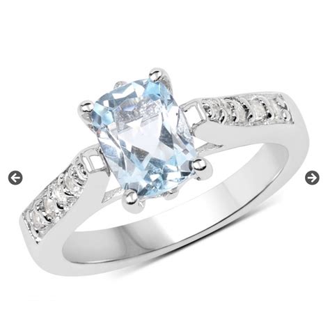 Womens White Gold Rhodium Over Sterling Silver Ctw Topaz Ring For