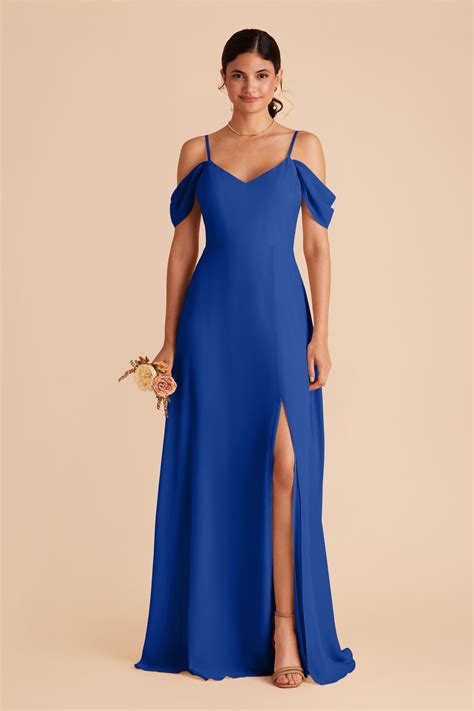 Devin Convertible Chiffon Bridesmaid Dress With Slit In Cobalt Blue