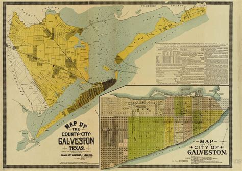 1891 Map Of Galveston County And City Galveston Wall Maps Antique Map