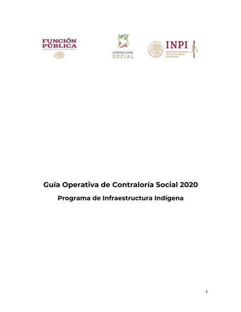 Pdf Guía Operativa De Contraloría Social 2020 · 2020 6 26