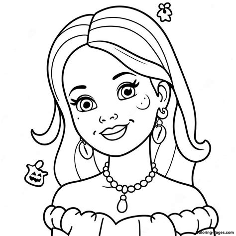 Cute Halloween Barbie Coloring Page Coloring