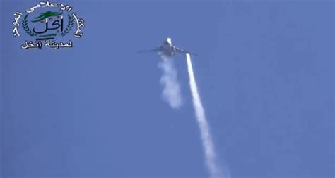 Syrian Air Force Su 22 Leaking Fuel After Being Hit By Rebel Fire The