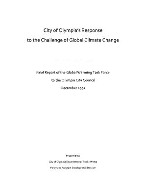 Fillable Online City Of Olympia S Response To The Challenge Of Global