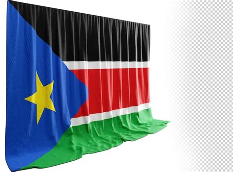 Premium PSD South Sudan Flag Curtain In 3d Rendering Called Flag Of