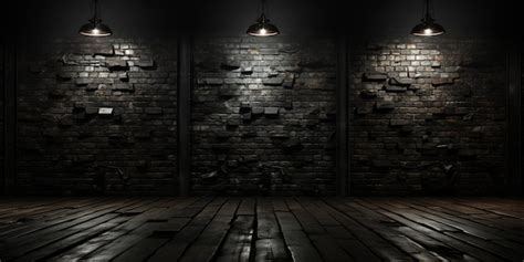 Premium Ai Image A Dimly Lit Room With Brick Walls And Wooden Floors