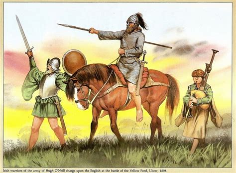 Irish Warriors Of The Army Of Hugh Oneill Charge Upon The English At