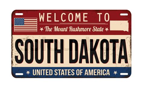 Welcome To South Dakota Vintage Rusty License Plate Stock Vector